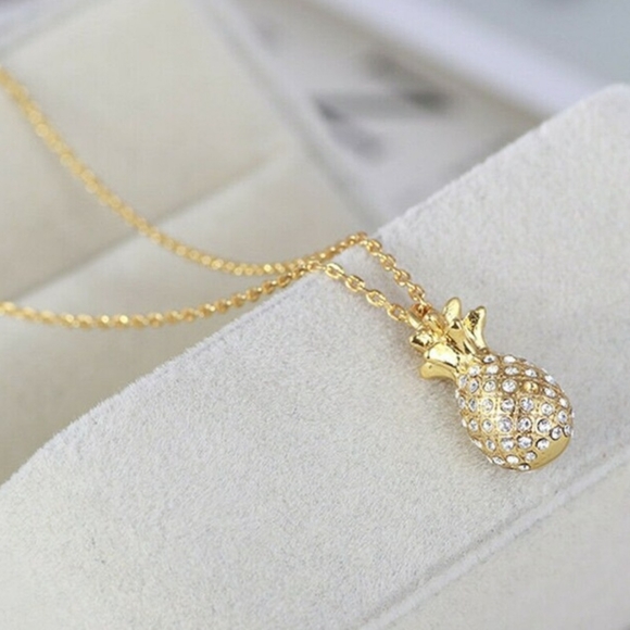 KATE SPADE ♤ PINEAPPLE NECKLACE | Pave Encrusted Crystals | Gold Drop Necklace